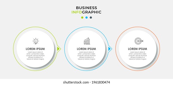 Minimal Infographic circle label design business vector template with icons and 3 options or steps. Can be used for process diagram, presentations, workflow layout, banner, flow chart, info graph
