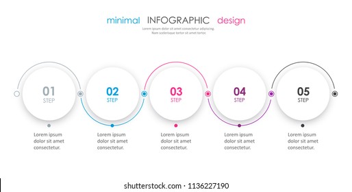 Minimal Infographic Design With 5 Options Or Steps. Infographics For Business Concept. Can Be Used For Presentations Banner, Workflow Layout, Process Diagram, Flow Chart, Info Graph