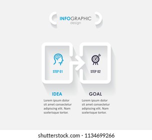 Minimal Infographic design with icons and 2 options or steps. Infographics for business concept. Can be used for presentations banner, workflow layout, process diagram, flow chart, info graph