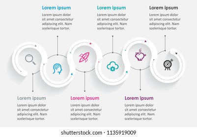 Minimal Infographic design with icons and 6 options or steps. Infographics for business concept. Can be used for presentations banner, workflow layout, process diagram, flow chart, info graph