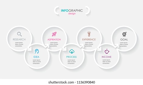 Minimal Infographic design with icons and 7 options or steps. Infographics for business concept. Can be used for presentations banner, workflow layout, process diagram, flow chart, info graph Minimal Infographic design with icons and 7 options or steps. Infographics for business concept. Can be used for presentations banner, workflow layout, process diagram, flow chart, info graph