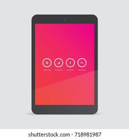 Minimal infographic design on realistic 3D tablet screen Eps 10 stock vector illustration 