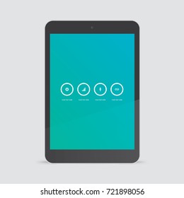 Minimal infographic design on realistic 3D tablet screen Eps 10 stock vector illustration 