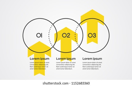 Minimal Infographic design template with 3 options or steps.  Can be used for process diagram, presentations, workflow layout, banner, flow chart, info graph.