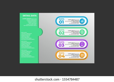 Plantilla de diseño infográfico mínima, Color verde de ilustración vectorial moderna para presentación, informe o diseño web