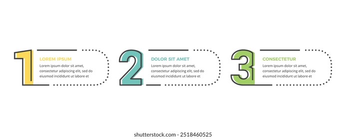 Plantilla de diseño infográfico mínimo con tres números de línea, ilustración de Vector eps10