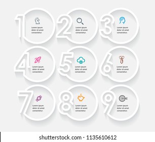 Minimal Infographic design template. Vector design with numbers 9 options or steps. Business concept.