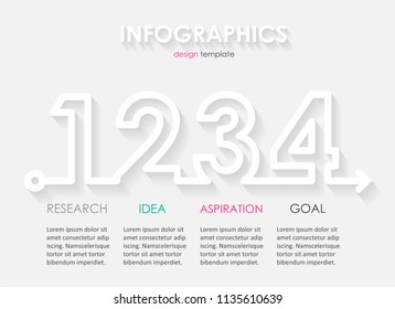 Minimal Infographic design template. Vector design with numbers 4 options or steps. Business concept.