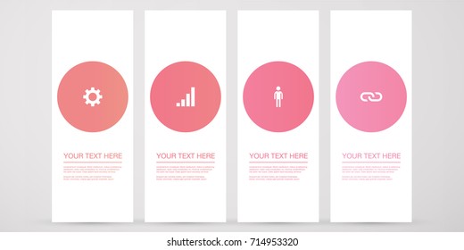 Minimal infographic design with web icons in circles. Eps 10 stock vector illustration 