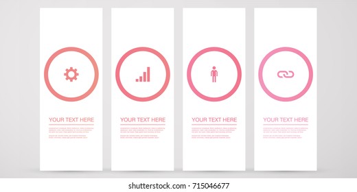 Minimal infographic design with web icons in circles. Eps 10 stock vector illustration 