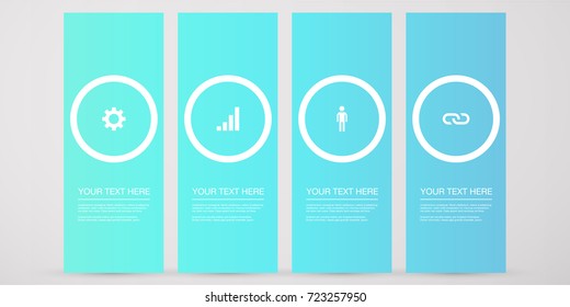 Minimal infographic design with web icons in circles. Eps 10 stock vector illustration 