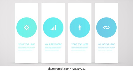 Minimal infographic design with web icons in circles. Eps 10 stock vector illustration 