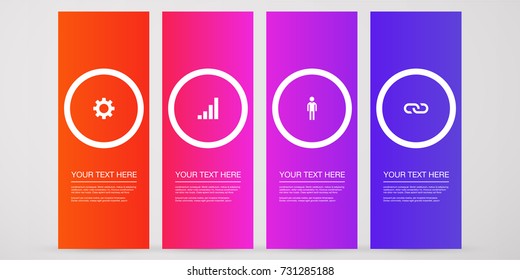 Minimal infographic design with web icons in circles. Eps 10 stock vector illustration