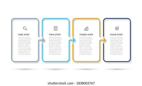 Minimal infographic template design with icon and number options. Business concept with 4 steps. Can be used for workflow diagram, info chart, annual report.