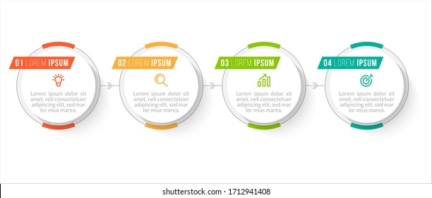 Minimal infographic template design with numbers 4 options or steps.