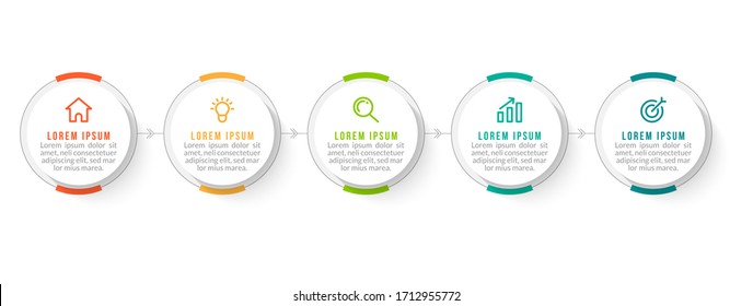 Minimales Infografik-Template-Design mit den Optionen oder Schritten der Nummer 5.