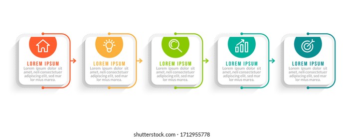 Minimal infographic template design with numbers 5 options or steps.