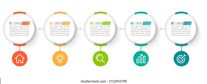 Minimales Infografik-Template-Design mit den Optionen oder Schritten der Nummer 5.