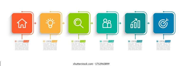 Minimal infographic template design with numbers 6 options or steps.