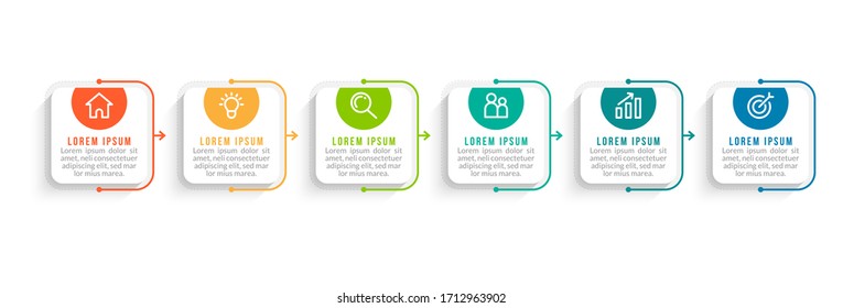 Diseño de plantilla infográfica mínima con números 6 opciones o pasos.