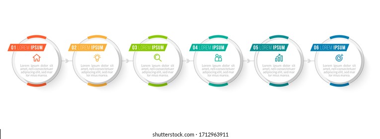 Minimal infographic template design with numbers 6 options or steps.