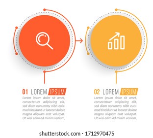 Minimal infographic template design with numbers 2 options or steps.