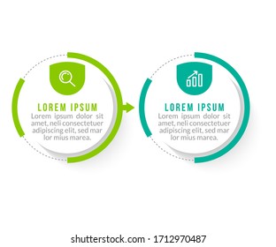 Diseño mínimo de plantillas de infografía con números 2 opciones o pasos.