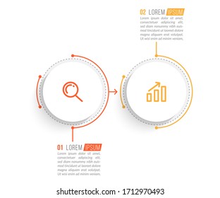 Minimal infographic template design with numbers 2 options or steps.