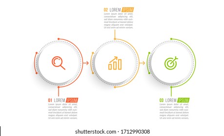 Minimal infographic template design with numbers 3 options or steps.