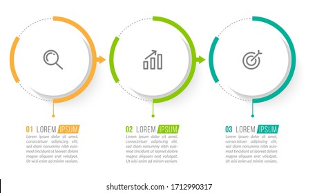 Minimal infographic template design with numbers 3 options or steps.