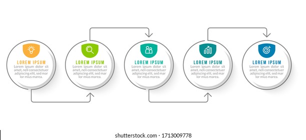 Minimal infographic template design with numbers 5 options or steps.