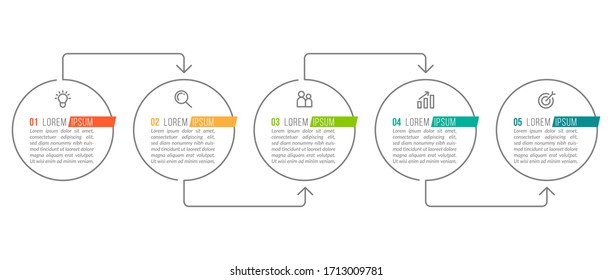 Minimal infographic template design with numbers 5 options or steps.