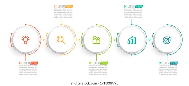 Diseño mínimo de plantillas de infografía con números 5 opciones o pasos.