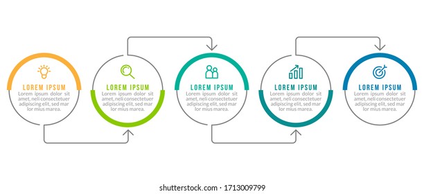 Minimal infographic template design with numbers 5 options or steps.