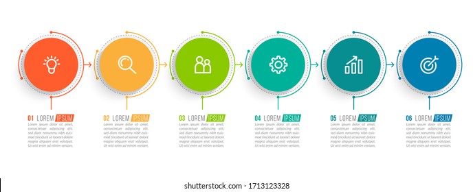 Minimal infographic template design with numbers 6 options or steps.