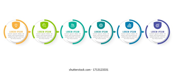 Minimal infographic template design with numbers 6 options or steps.