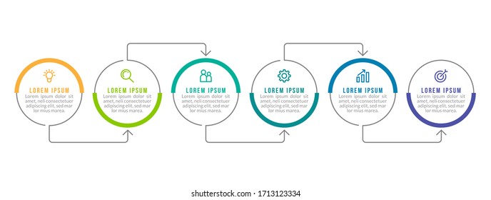 Minimal infographic template design with numbers 6 options or steps.