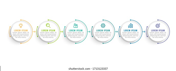 Minimales Infografik-Template-Design mit den Optionen oder Schritten der Nummer 6.