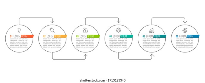 Minimal infographic template design with numbers 6 options or steps.