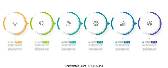 Diseño de plantilla infográfica mínima con números 6 opciones o pasos.