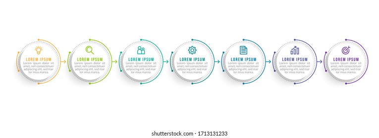 Minimal infographic template design with numbers 7 options or steps.