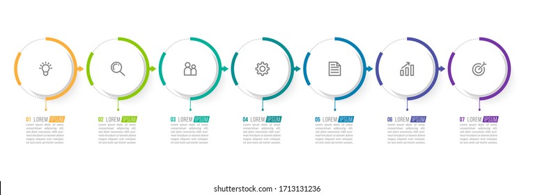 Minimal infographic template design with numbers 7 options or steps.