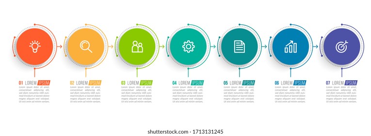 Diseño mínimo de plantillas de infografía con números 7 opciones o pasos.