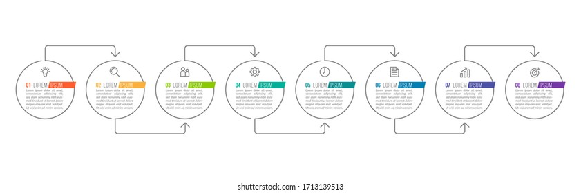 Minimal infographic template design with numbers 8 options or steps.