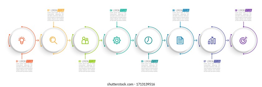 Diseño de plantilla infográfica mínima con números 8 opciones o pasos.