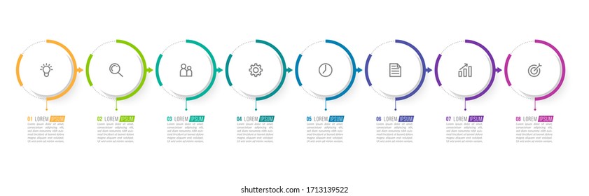 Minimal infographic template design with numbers 8 options or steps.