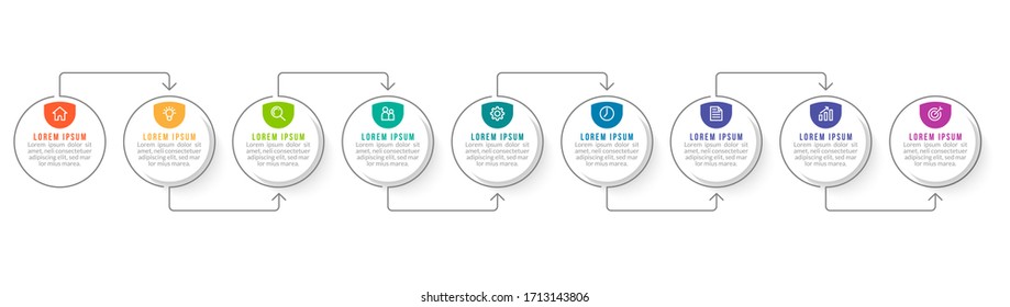 Minimal infographic template design with numbers 9 options or steps.