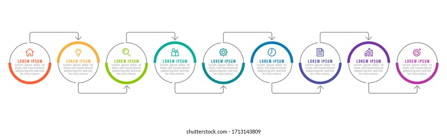 Diseño de plantilla infográfica mínima con números 9 opciones o pasos.