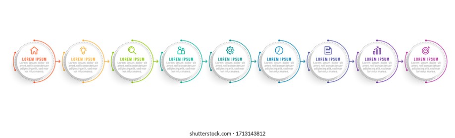 Minimales Infografik-Template-Design mit Optionen oder Schritten der Nummer 9.
