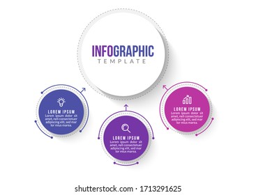 Minimal infographic template design with numbers 3 options or steps.